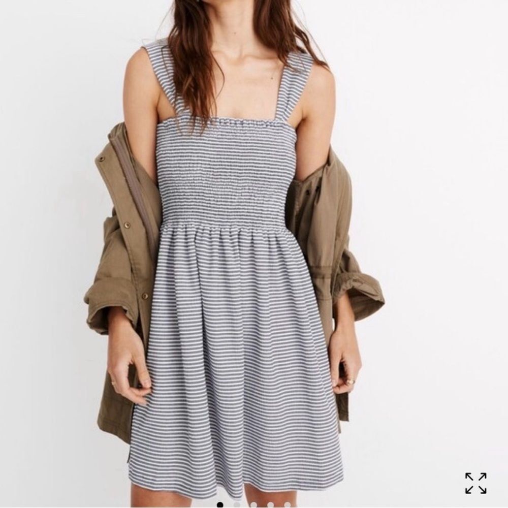 MADEWELL | TEXTURE & THREAD Striped Smocked Sundress Blue/White Women’s Size M